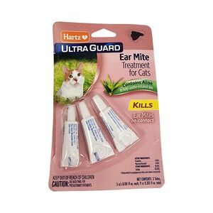 Hartz UltraGuard Ear Mite Treatment for Cats with Aloe 3 Tubes 0.303 fl oz Total